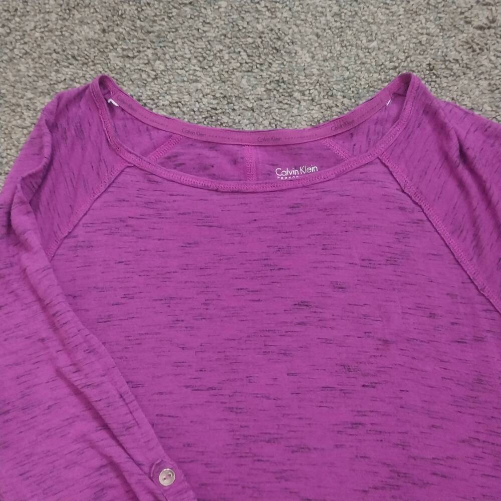 Calvin Klein Top Womens Size Medium Heather Purple Long Sleeve Crew Neck Modern
